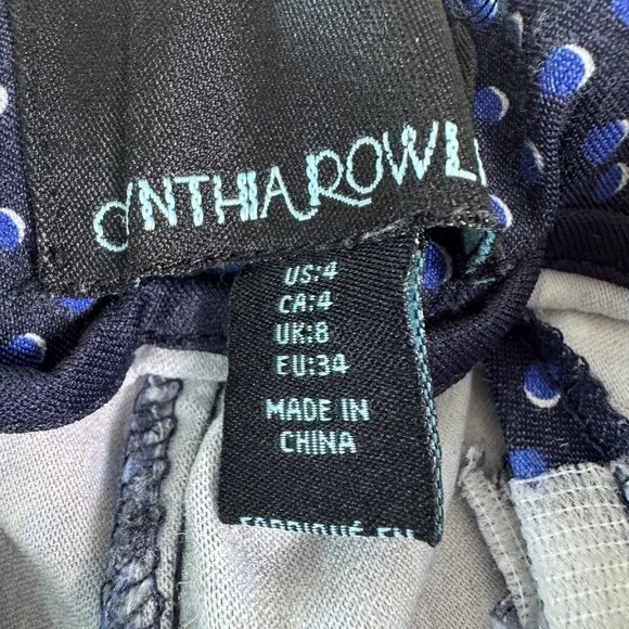 Cynthia Rowley Womens Navy Blue Polka Dot Slim Leg Ankle Pants Size 4 Stretch - Picture 2 of 6